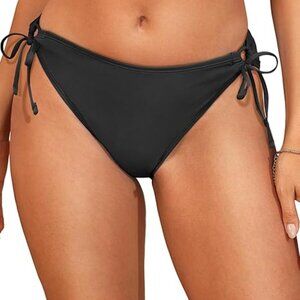 String Tie Side Bikini Bottoms - Women Full Coverage Swimsuit Bottom Mid Rise